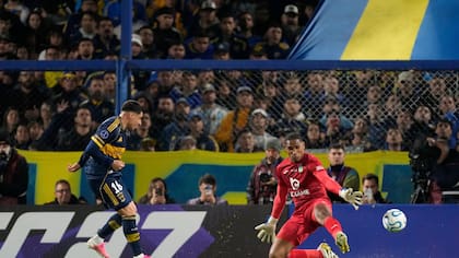 Miguel Merentiel marcó el 1-0 para Boca ante O'Higgins por la ida de la Copa Sudamericana, en la Bombonera