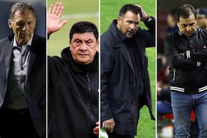 Miguel Russo (Boca), Germán Burgos (Newell’s), Diego Dabove (San Lorenzo) y Gustavo Coleoni (Central Córdoba de Santiago del Estero), cuatro de los 35 ciclos que se consumieron en los últimos 18 meses sin público en los estadios