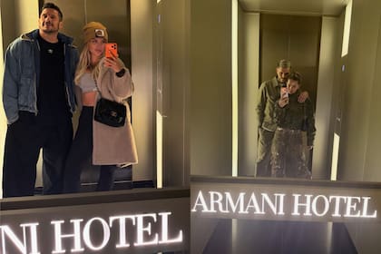 Migueles y Nara se hospedaron en el mismo hotel que eligieron en el pasado Mauro Icardi y la China Suárez y hasta se sacaron una foto en el mismo ascensor (Foto: Instagram)