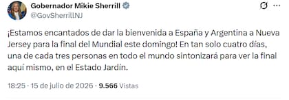 Mikie Sherrill prevé que millones de televidentes vean la gran final entre España y Argentina