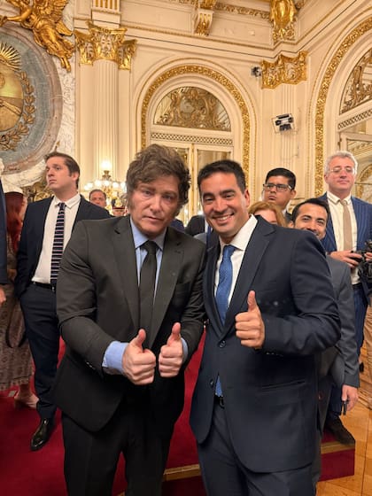 Milei, con Adrián Ravier