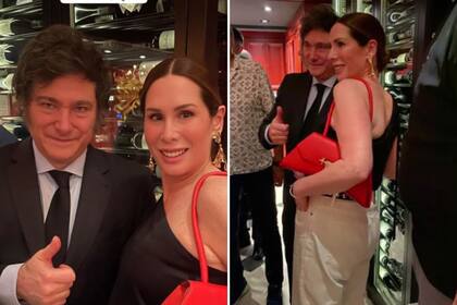 Milei con una turista en el restaurant Albur