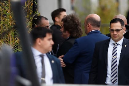 Milei cuando llegó al Palacio Libertad
.