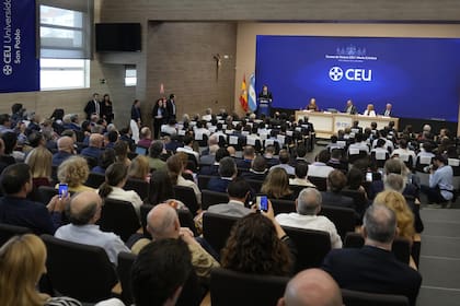 Milei dio una charla en Madrid