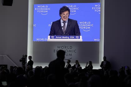 Milei, el miércoles, durante su exposición en el Foro Económico Mundial de Davos