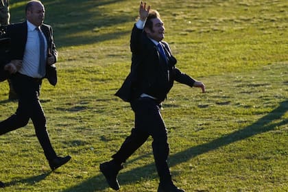 Milei, el sábado, en San Lorenzo (Santa Fe) para el acto en el que entregó el sable corvo de San Martín al Regimiento de Granaderos