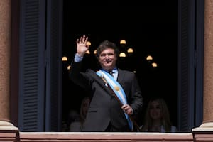 Milei en el balcón de la Casa Rosada