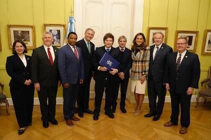 Milei, en la reunión con legisladores estadounidenses.