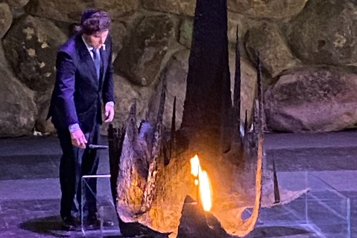 Milei en Yad Vashem, el museo de la historia del Holocausto, en Jerusalén