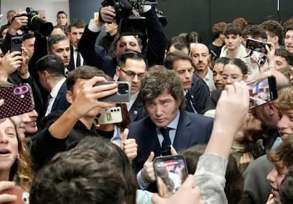 Milei entre los alumnos de la ORT