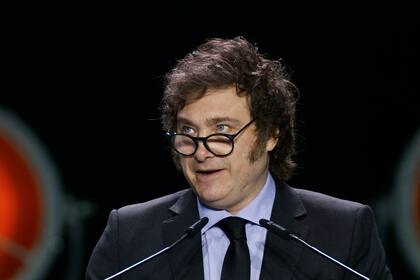 Milei, este domingo, en la convención política del partido derechista Vox, en Madrid