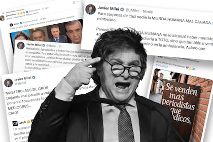 Milei recrudece su ataque al periodismo: más de 300 mensajes con insultos, acusaciones sin pruebas y llamados al odio.