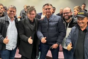 Milei y Bolsonaro con el gobernador de San Pablo