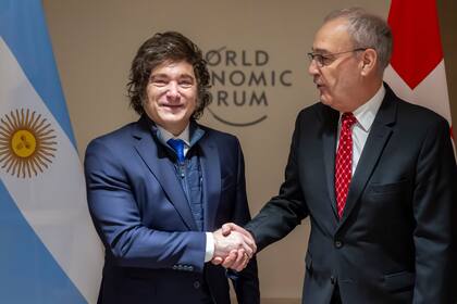 Milei y con Guy Parmelin
(Laurent Gillieron/Keystone pool via AP)