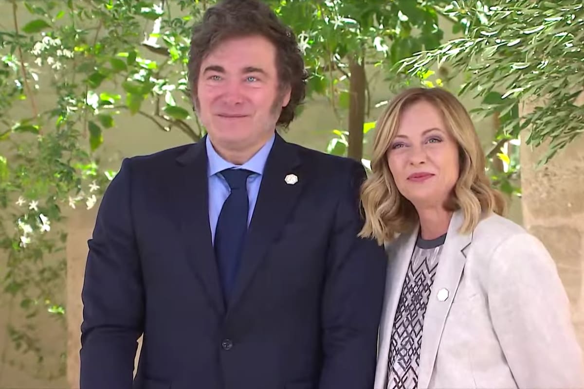 Milei y Meloni en el G7 en Italia en junio pasado