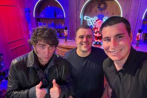 Milei y Parisini, junto a Nicolás Promanzio, futuro funcionario de Defensa