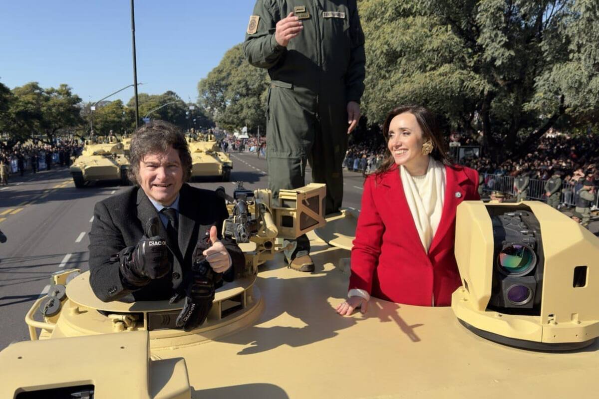 Milei y Villarruel en un tanque