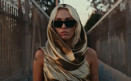 Miley Cyrus en su videoclip Flowers