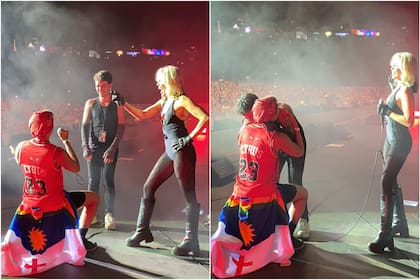 Miley Cyrus, testigo de lujo de una propuesta de casamiento de dos fans en pleno escenario (Foto: Twitter @milesholy)