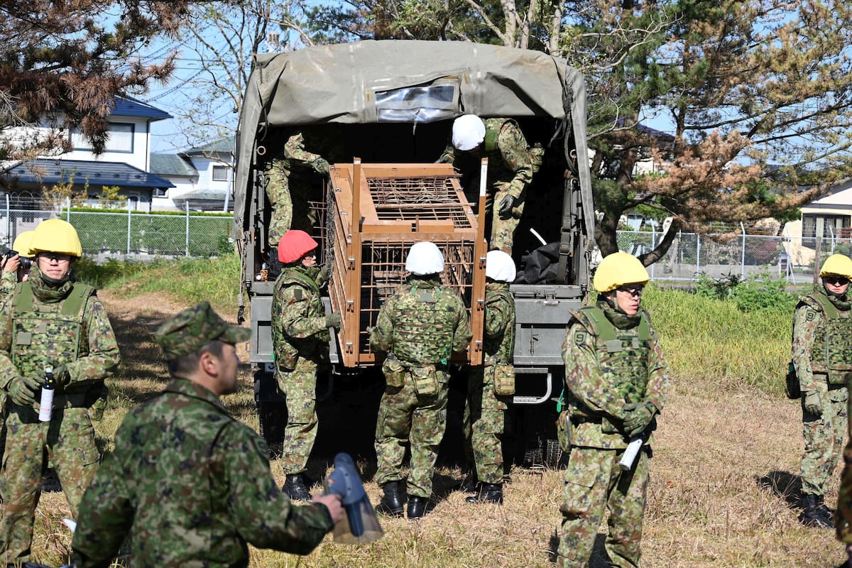 Militares en el Campamento de las Fuerzas de Autodefensa de Japón en Akita