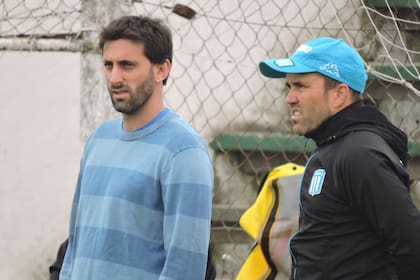 Milito y Coudet, en el entrenamiento de Racing