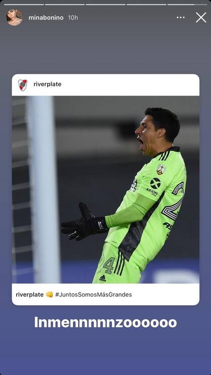Mina Bonino también elogió al futbolista de River