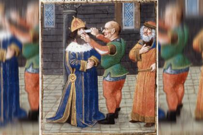 Miniatura de la mutilación de Justiniano II