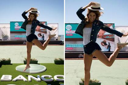 Natalia Franzoni con look total denim y sombrero panamá