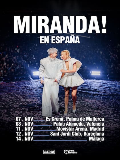 Miranda! anunció presentaciones en España para este 2026 (Foto: Instagram @mirandaenvivo)