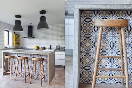 ¡Miren qué lindo queda el revestimiento símil mosaico calcáreo combinado con el cemento alisado!