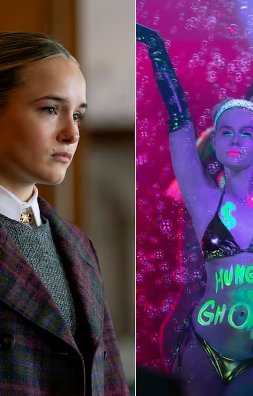 Miriam Petche, como Sweetpea Golightly, en la tercera temporada de "Industry"; Elle Fanning, en "Margo tiene problemas de dinero"; Sidney Sweeney, como Cassie en la tercera temporada de "Euphoria"