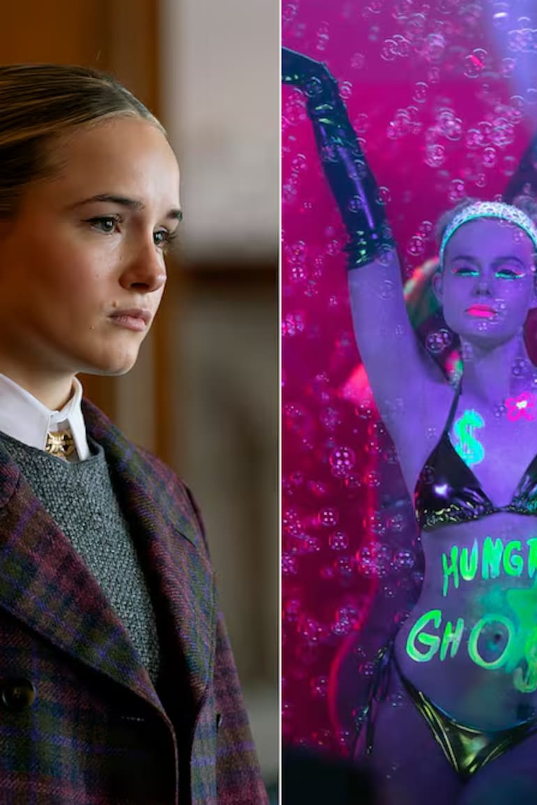 Miriam Petche, como Sweetpea Golightly, en la tercera temporada de "Industry"; Elle Fanning, en "Margo tiene problemas de dinero"; Sidney Sweeney, como Cassie en la tercera temporada de "Euphoria"