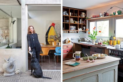 Mishal, cuando la visitamos en su casa de Chacarita. Su cocina está atiborrada de sus propias cerámicas y de lo que encuentra en ferias vintage, un imán para ella.