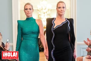 Modelos con estirpe. Las hermanas, que forman parte de Storm, la famosa agencia británica de modelos, en una de las pasadas del diseñador Josh Birch Jones durante la Semana de la Moda londinense.