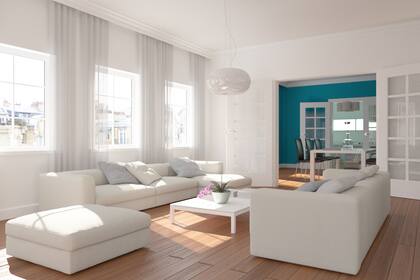 modern white skandinavian interior design living room 3d Illustration
