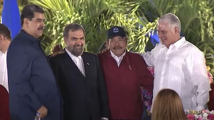 Mohsen Rezai, junto a Daniel Ortega, Nicolás Maduro y Miguel Díaz-Canel
