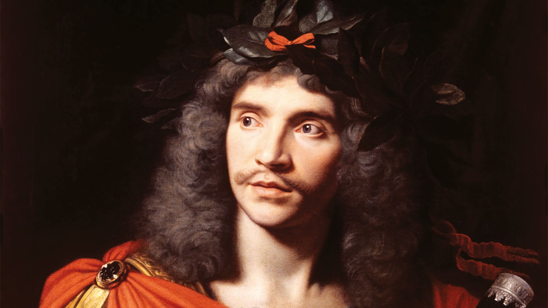 Molière en el papel de César, en la obra "La muerte de Pompeyo", del autor Pierre Corneille. pintado par Nicolas Mignard (1606-1668). El cuadro está en el Museo Carnavalet de Paris