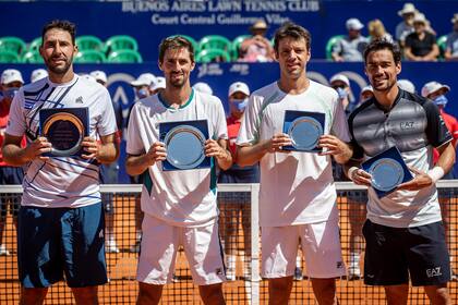 Molteni, González, Zeballos y Fognini, los cuatro finalistas en dobles del Argentina Open.
