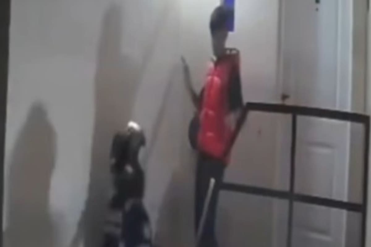 Momento en que la policía va a detener al joven y lo reduce con una feroz golpiza.