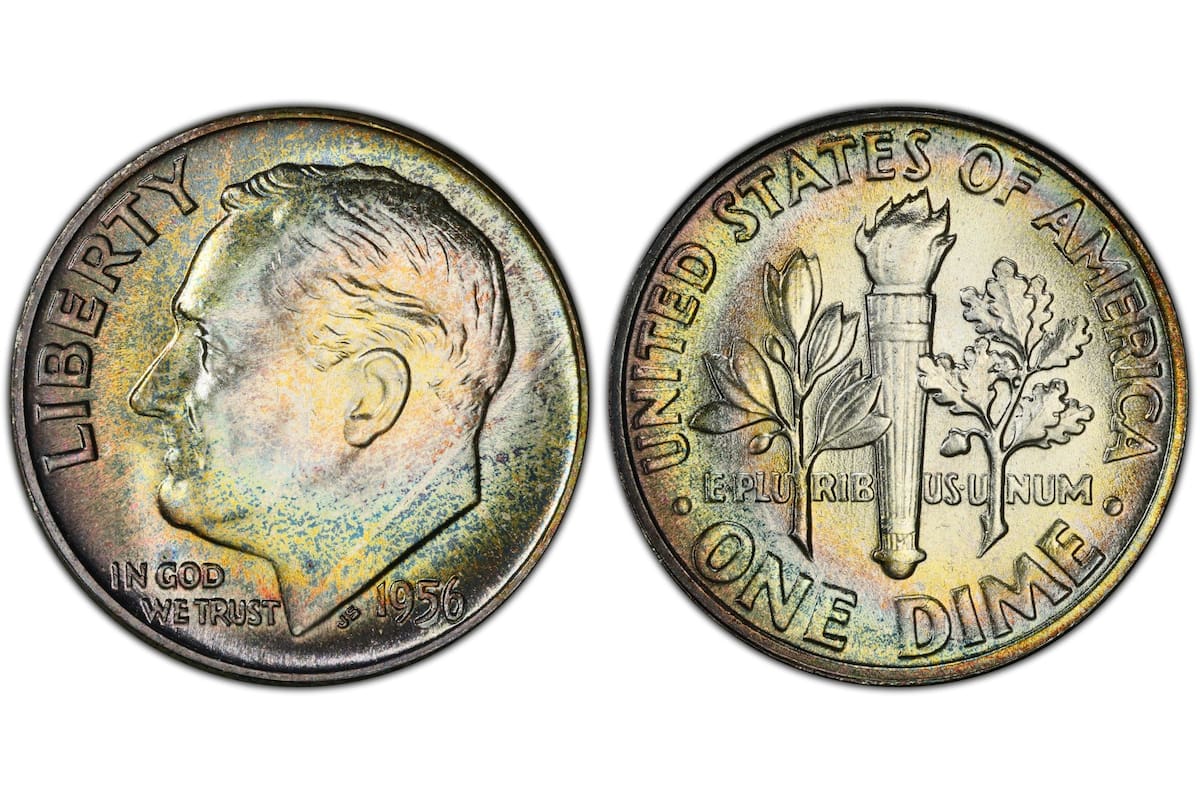 Moneda de 10 centavos de 1956-P