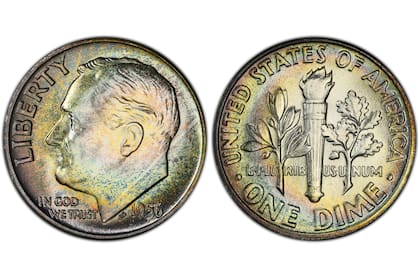 Moneda de 10 centavos de 1956-P