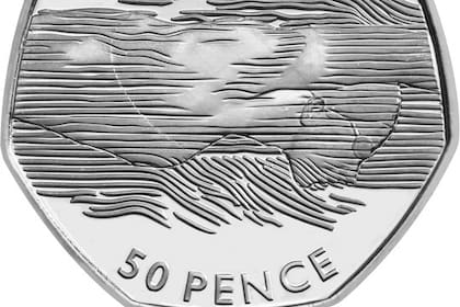 Moneda de 50 peniques emitida para los Juegos Olímpicos de Londres de 2012.