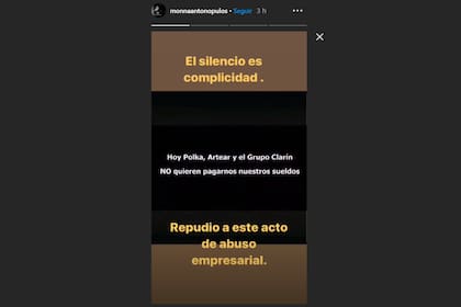 Mónica Antonópulos hizo su reclamo a través de sus historias en Instagram