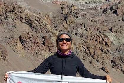 Mónica Delsouc en el Aconcagua