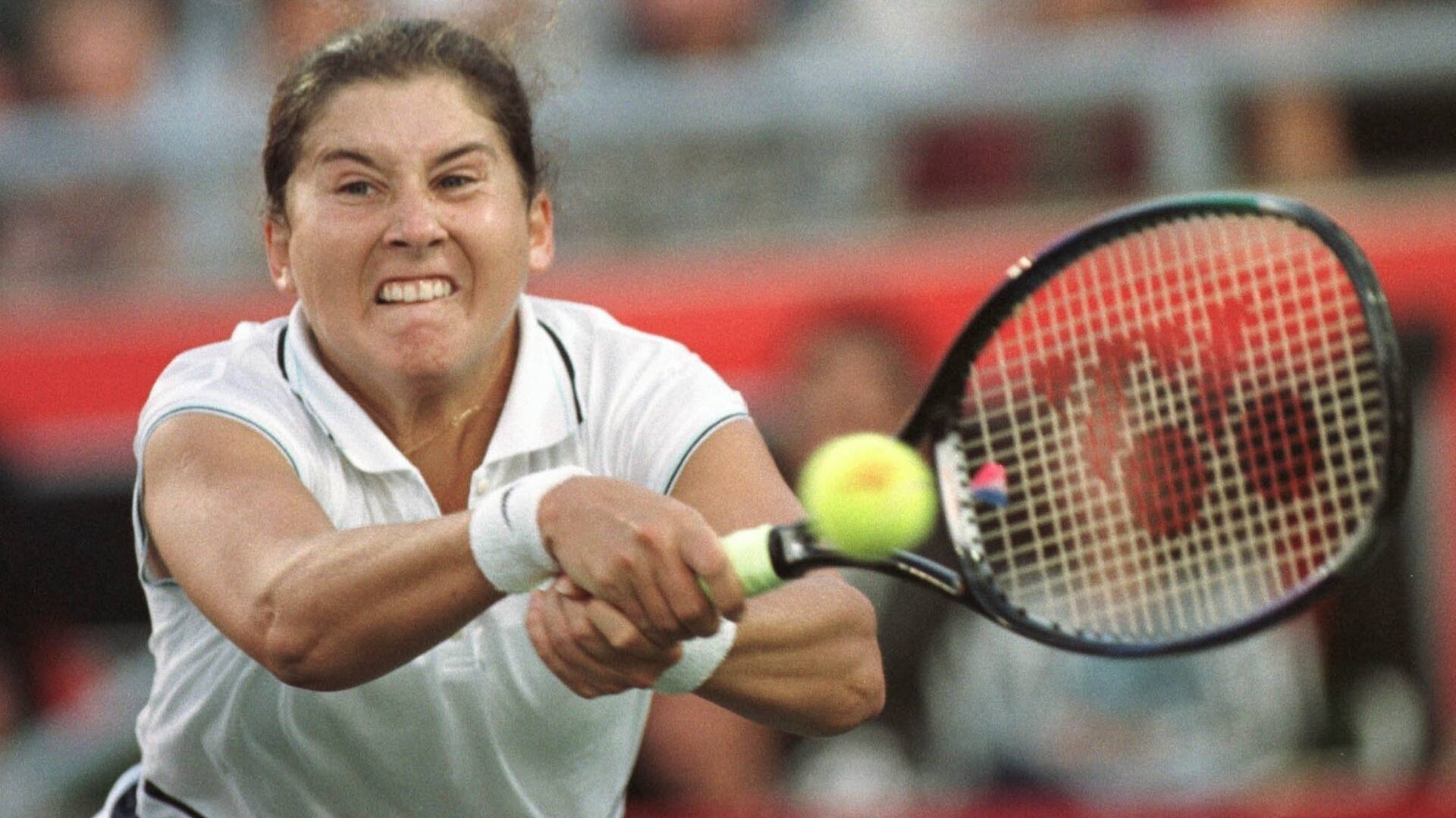 Seles luego de ganar el Abierto de Australia