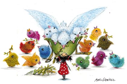 "Monstriña alimentando la tropa", de María Verónica Ramírez