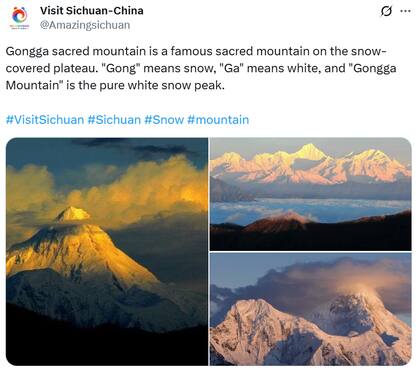 Monte Gongga en China (Fuente: X @Amazingsichuan)