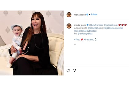 Moria posó junto a Vitto, en el día que ofició de madrina. Foto Instagram @moria_laone