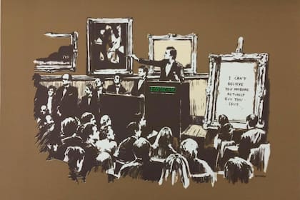 Morons, obra de Banksy ofrecida por Christies en una subasta online, que parodia la venta de los Girasoles de Van Gogh