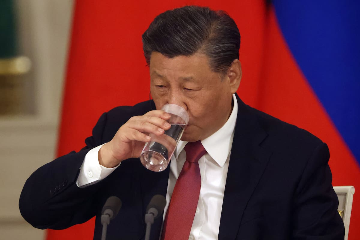 MOSCOW, RUSSIA - MARCH 21: (RUSSIA OUT) Chinese President Xi Jinping holds a glass of water during the signing ceremony at the Grand Kremlin Palace, on March 21, 2023 in Moscow, Russia. Three days after being accused by an international tribunal of war crimes in Ukraine, Russian President Putin received Chinese leader Xi Jinping during his state visit to Russia. (Photo by Contributor/Getty Images)